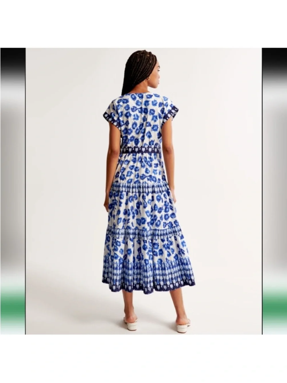 Abercrombie & Fitch 100% Cotton EUC Blue and White relaxed fit Midi Maxi Dress M